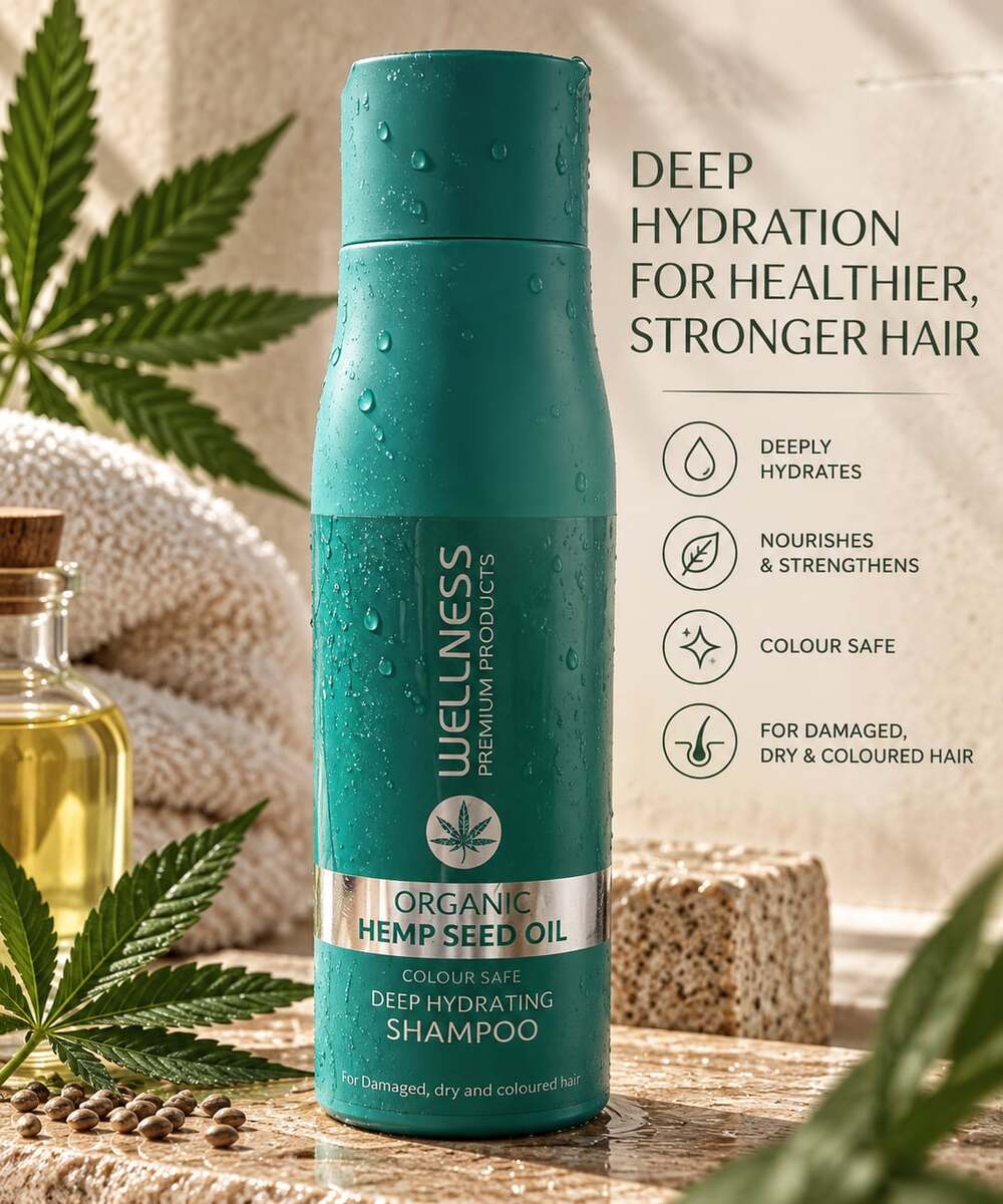 Wellness Premium Products Organic Hemp Seed Oil Deep Hydrating Shampoo